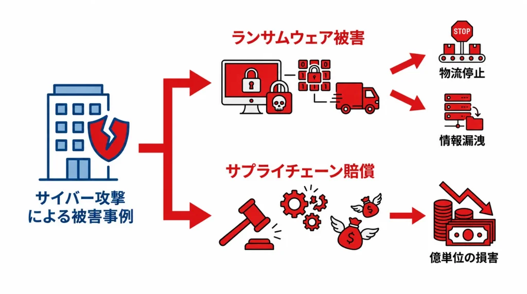 サイバー攻撃による被害を表したイラスト
